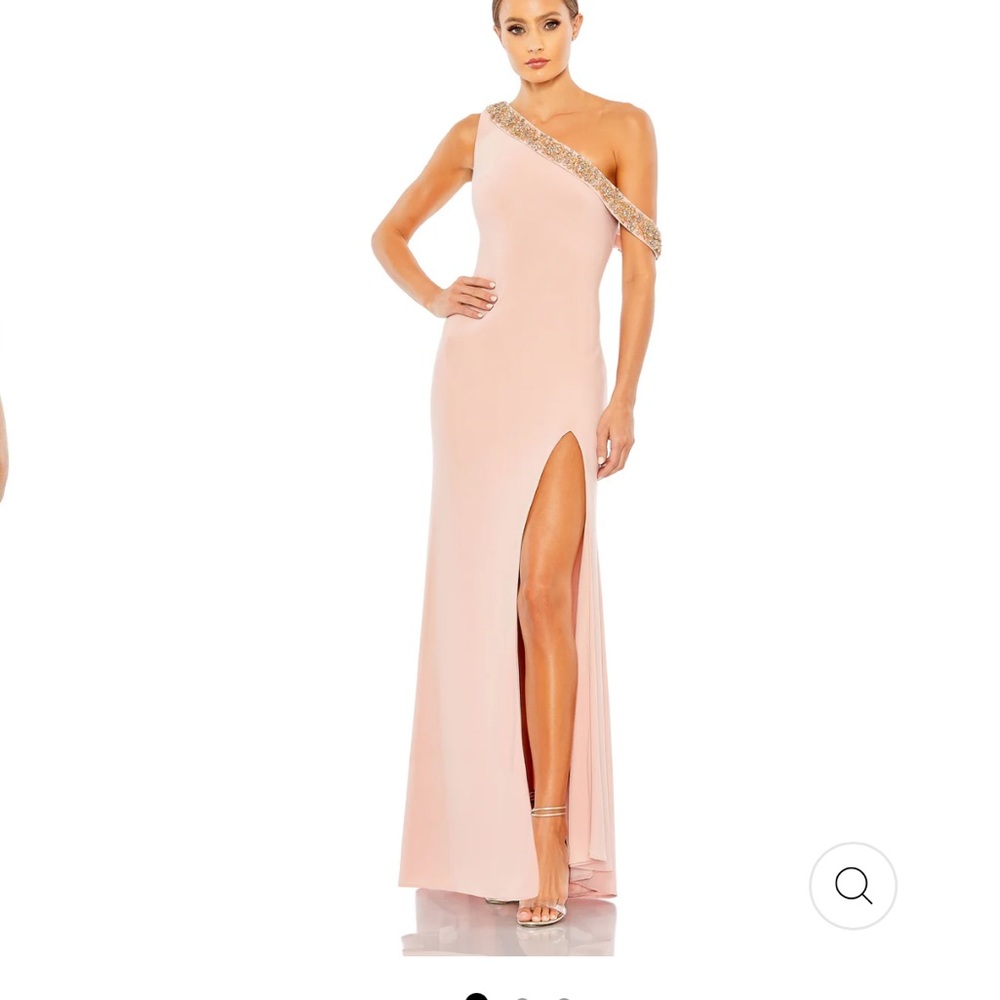 BEADED DROP SHOULDER JERSEY GOWN, MAC DUGGAL SIZE 12